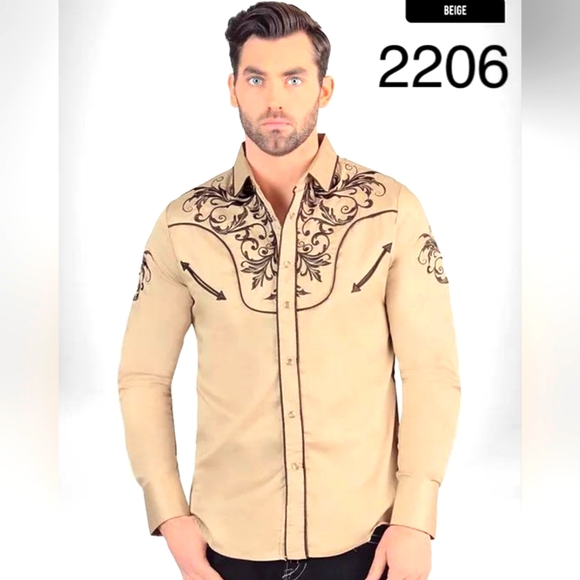 Embroidered Western Long Sleeve Shirt Shirts